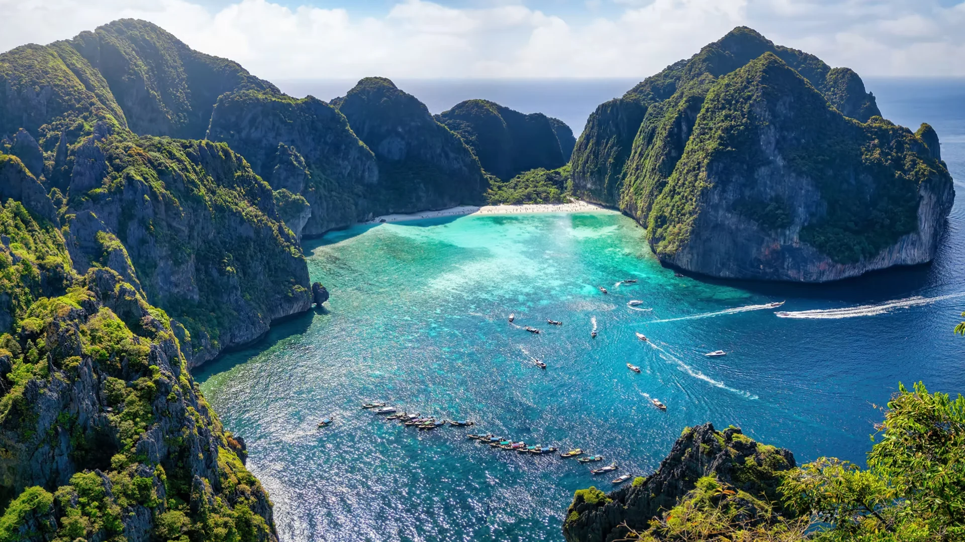 Krabi beach and limestone view